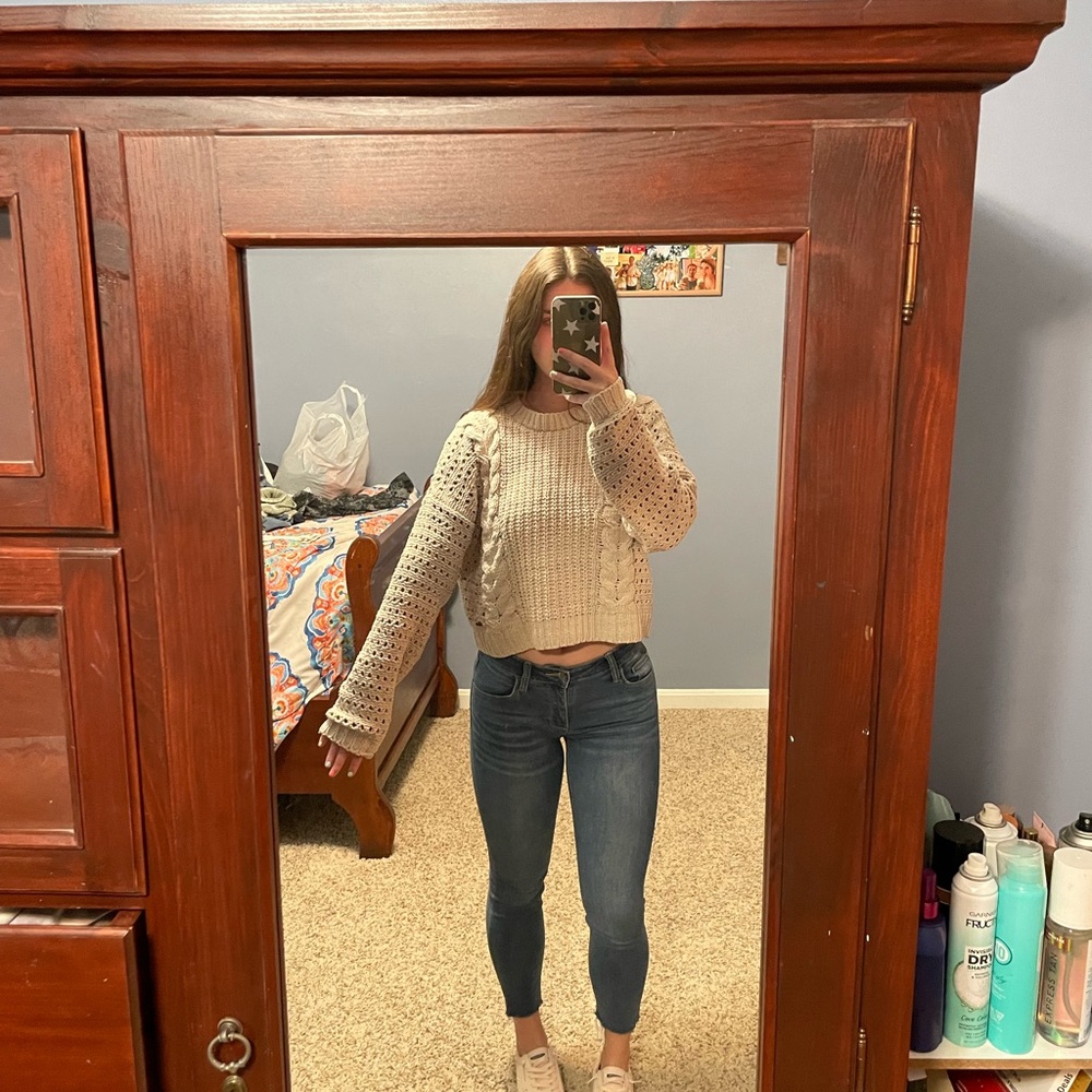Taupe/ cream knitted sweater
